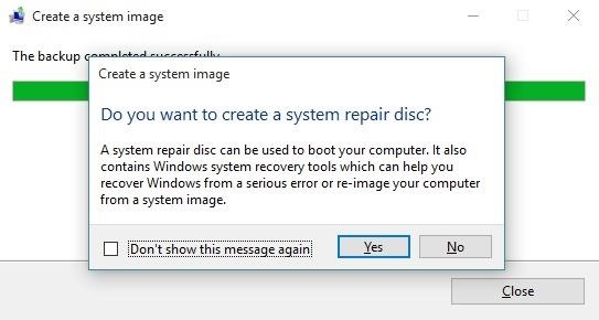 making a system recovery disk windows 10